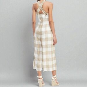 Gal Meets Glam Bailey Jumpsuit | Size 6 | Tan/Ivory Gingham Linen | Excellent ✨